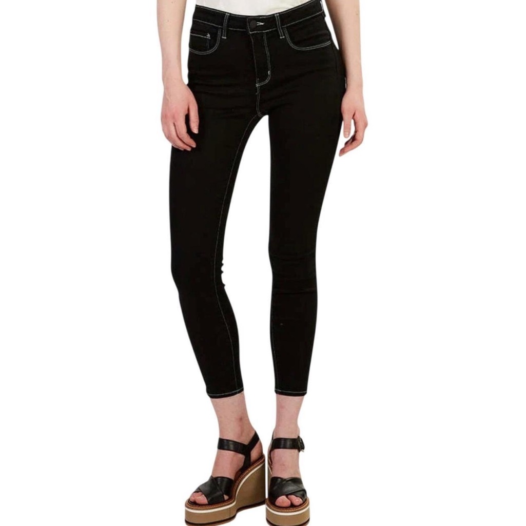 Lâagence Margot High Rise Skinny Jeans In Noir (Black) Contrast Size 25